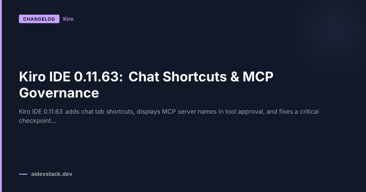 Kiro IDE 0.11.63: Chat Shortcuts & MCP Governance