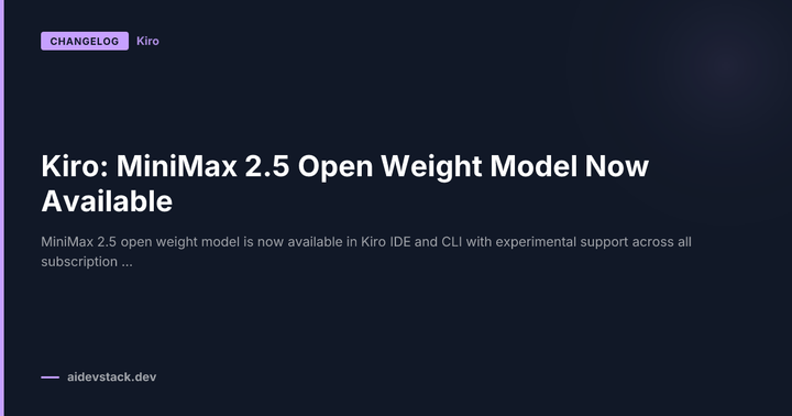 Kiro: MiniMax 2.5 Open Weight Model Now Available