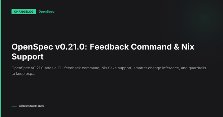 OpenSpec v0.21.0: Feedback Command & Nix Support