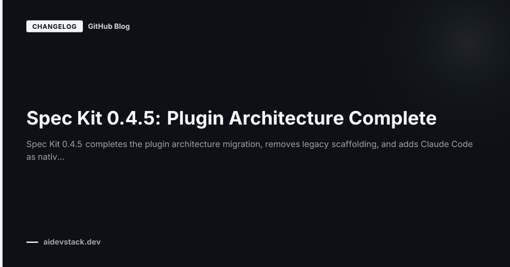 Spec Kit 0.4.5: Plugin Architecture Complete