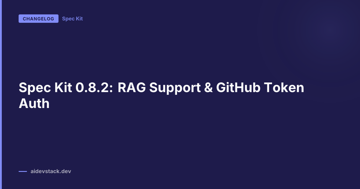 Spec Kit 0.8.2: RAG Support & GitHub Token Auth