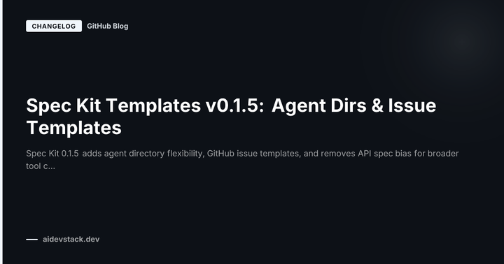Spec Kit Templates v0.1.5: Agent Dirs & Issue Templates
