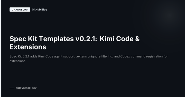 Spec Kit Templates v0.2.1: Kimi Code & Extensions