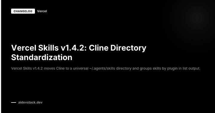 Vercel Skills v1.4.2: Cline Directory Standardization