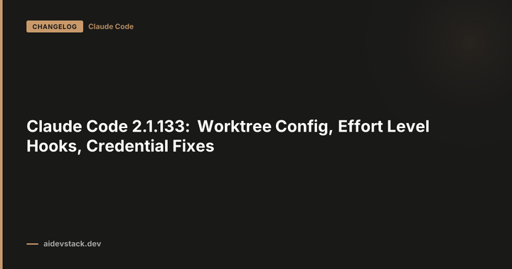 Claude Code 2.1.133: Worktree Config, Effort Level Hooks, Credential Fixes