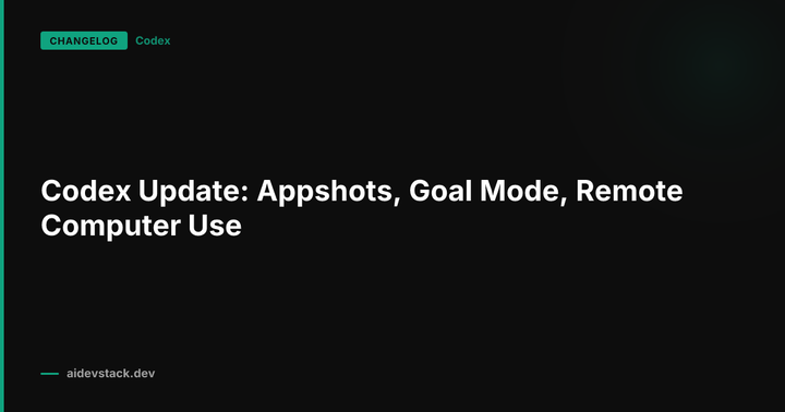Codex Update: Appshots, Goal Mode, Remote Computer Use