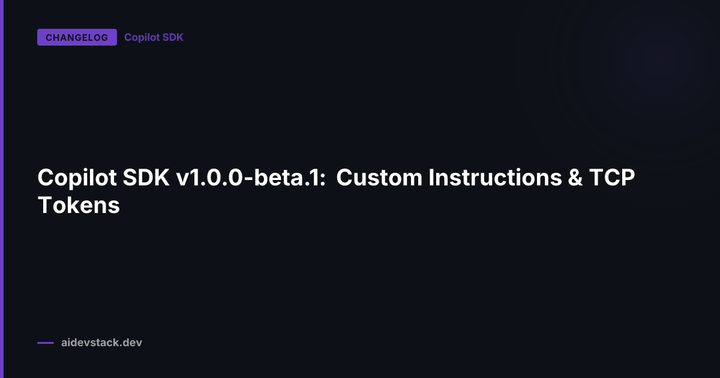 Copilot SDK v1.0.0-beta.1: Custom Instructions & TCP Tokens