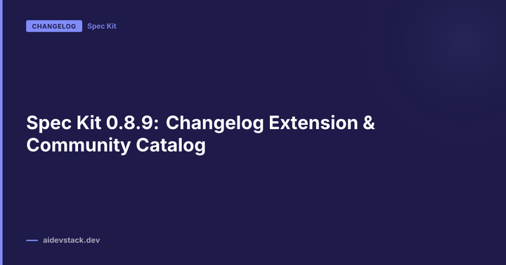 Spec Kit 0.8.9: Changelog Extension & Community Catalog