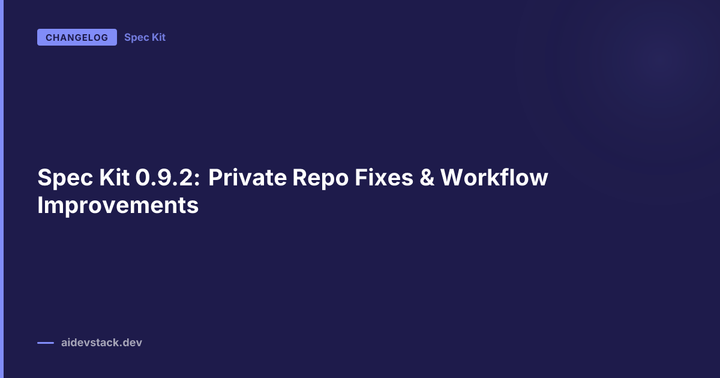 Spec Kit 0.9.2: Private Repo Fixes & Workflow Improvements