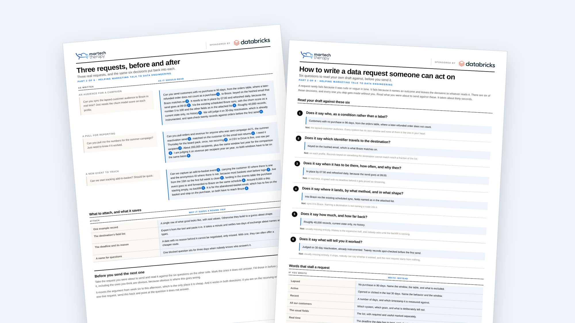 PDF product photo for a martech one-pager to help marketers talk to data engineering