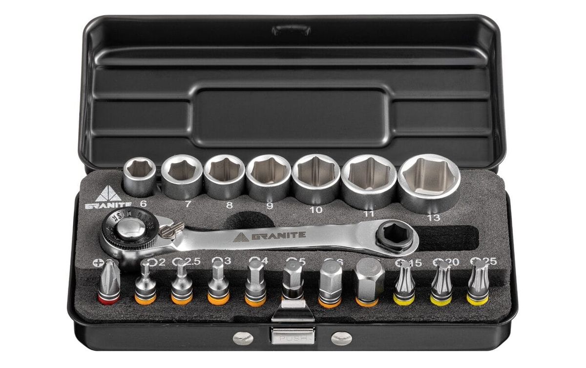 Granite Duet Tool Box and Juicy Nipple Valve Caps