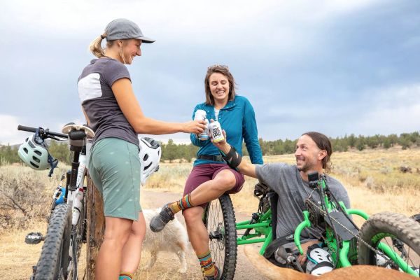 people having a toast during their riding break