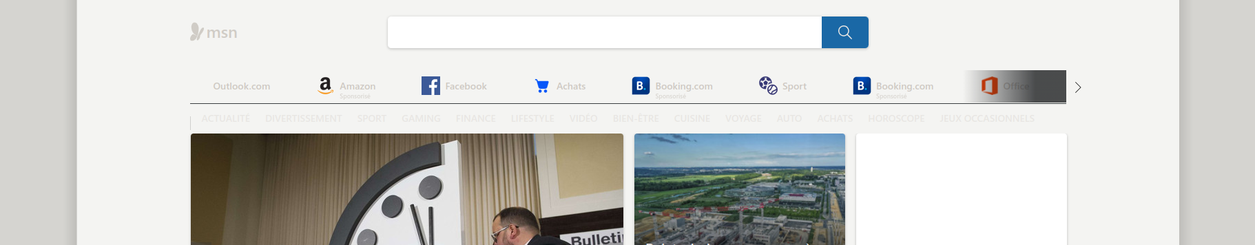 msn.com avant le chargement de la pub