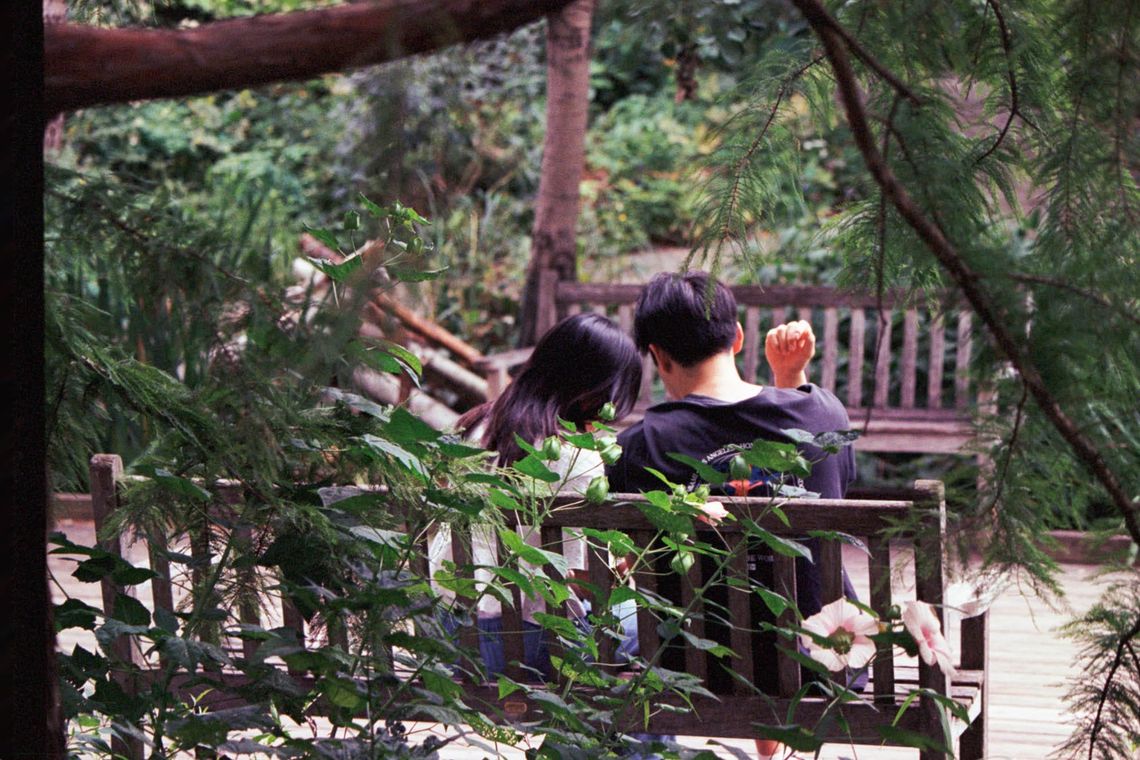 "Couple Sitting, Bonding"