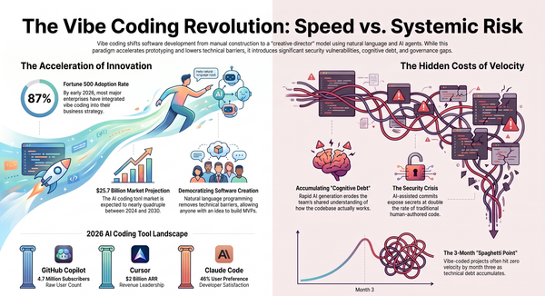 An Illustration showing the dynamics of vibe-coding and its systemic risks