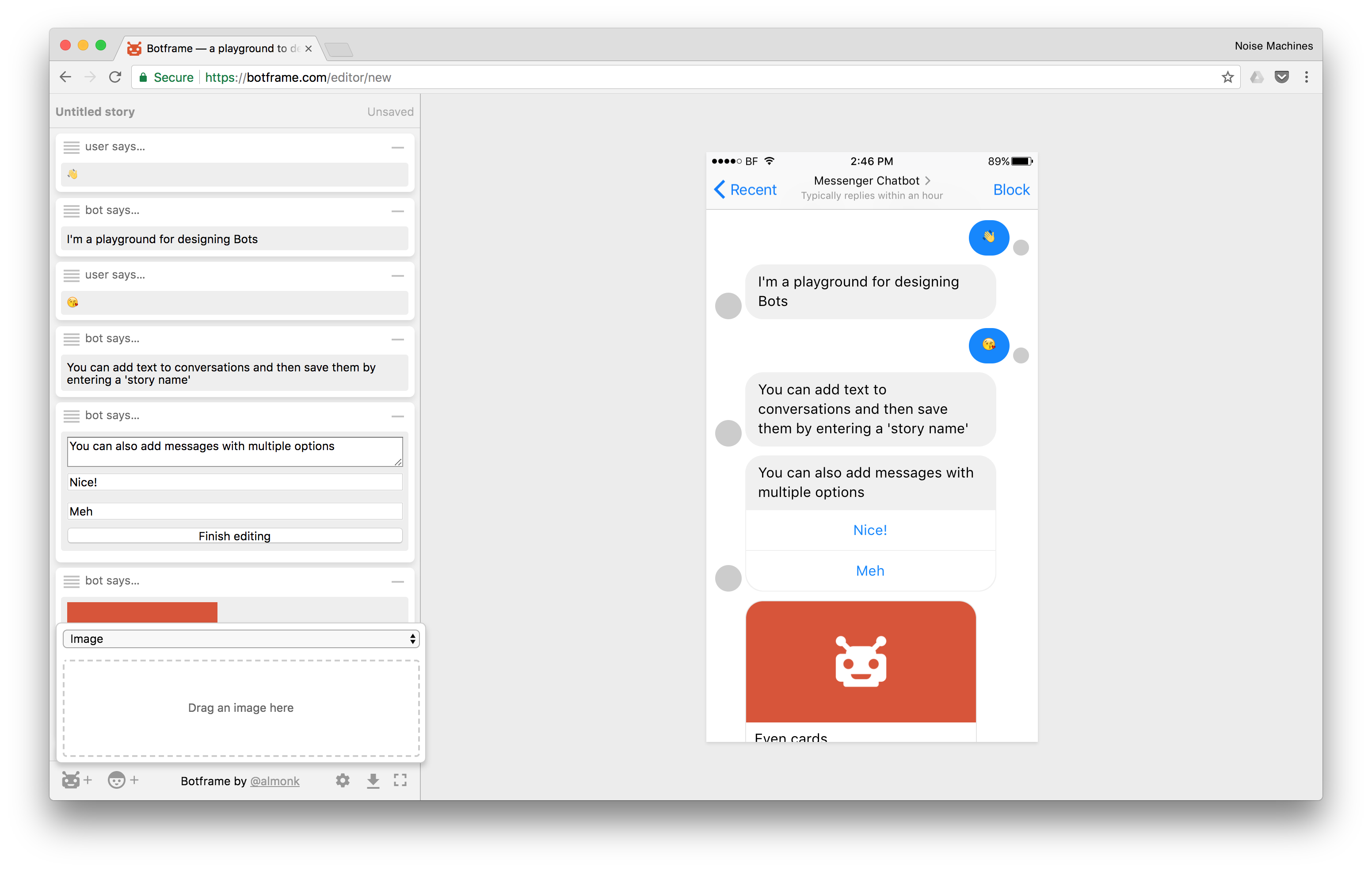 Botframe's editor page