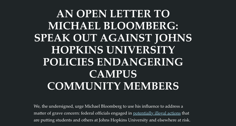 Pressuring JHU to stand up for student and community members' rights