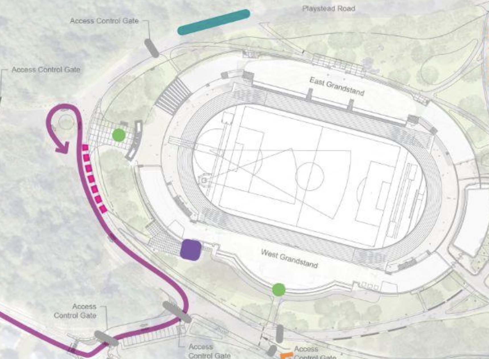 A graphic from the city's April traffic plan shows a bus route from Walnut Avenue to White Stadium.