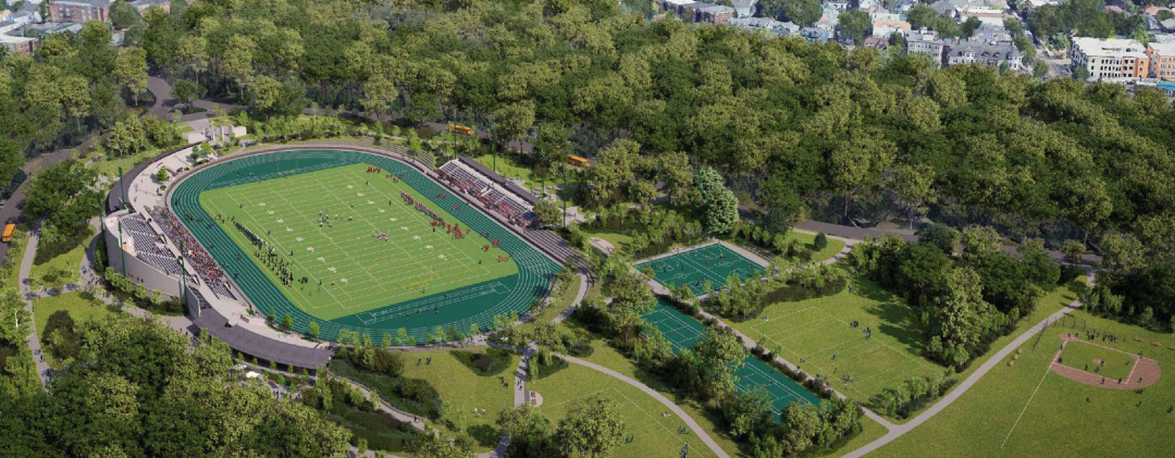 Rendering showing a revised White Stadium plan