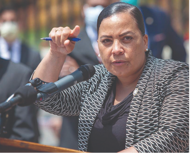 Rachael Rollins speaks from a podium in an undated photo.