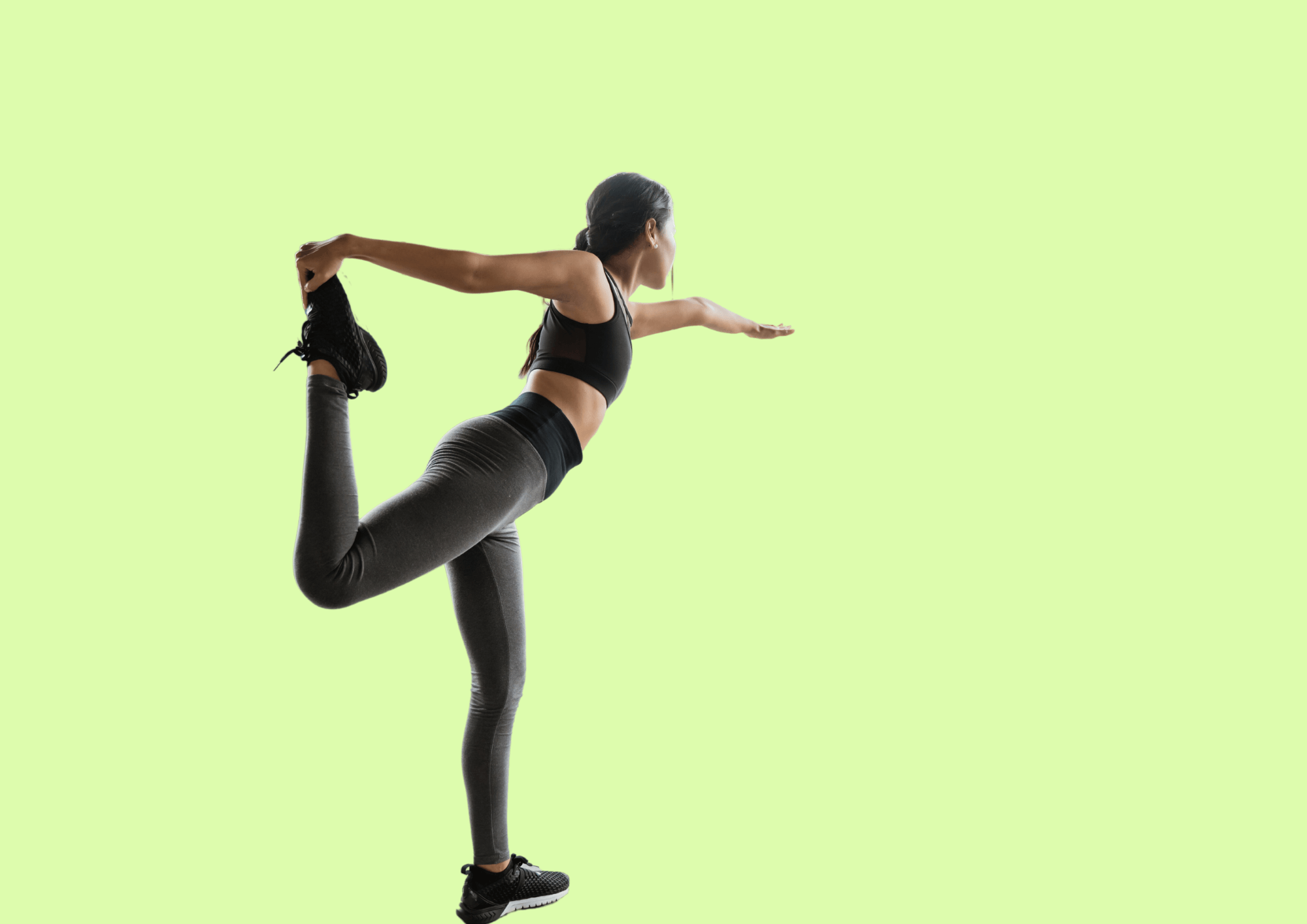 Woman uses Akina Cloud to stretch her body in order to relieve chronic pain.