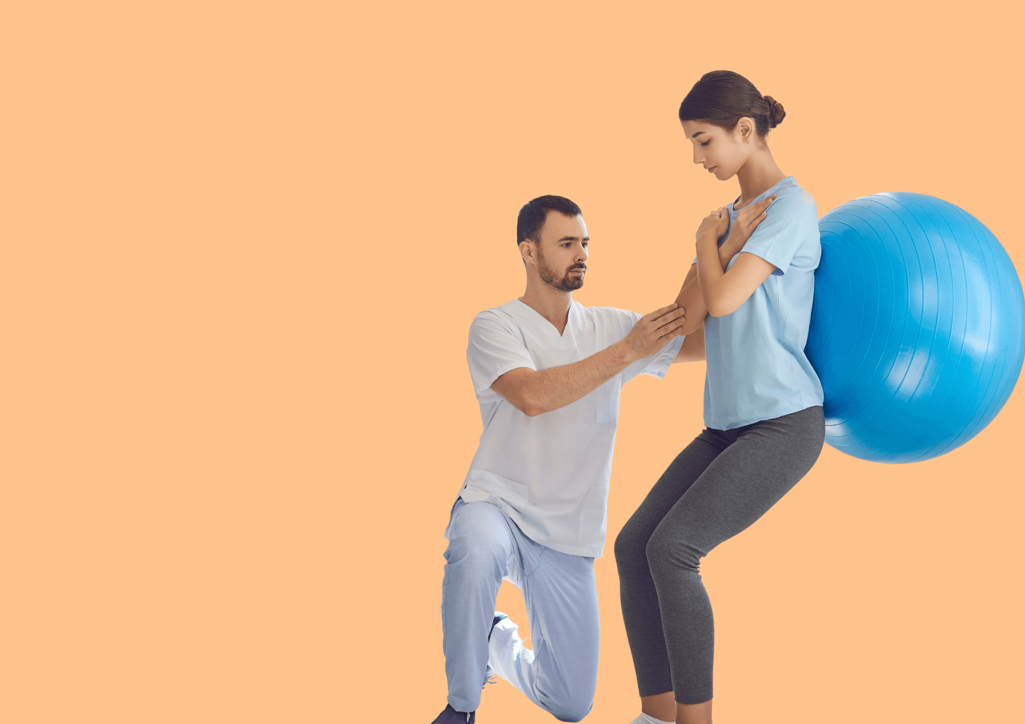 Junge Frau in Physiotherapie wegen Rückenbeschwerden.