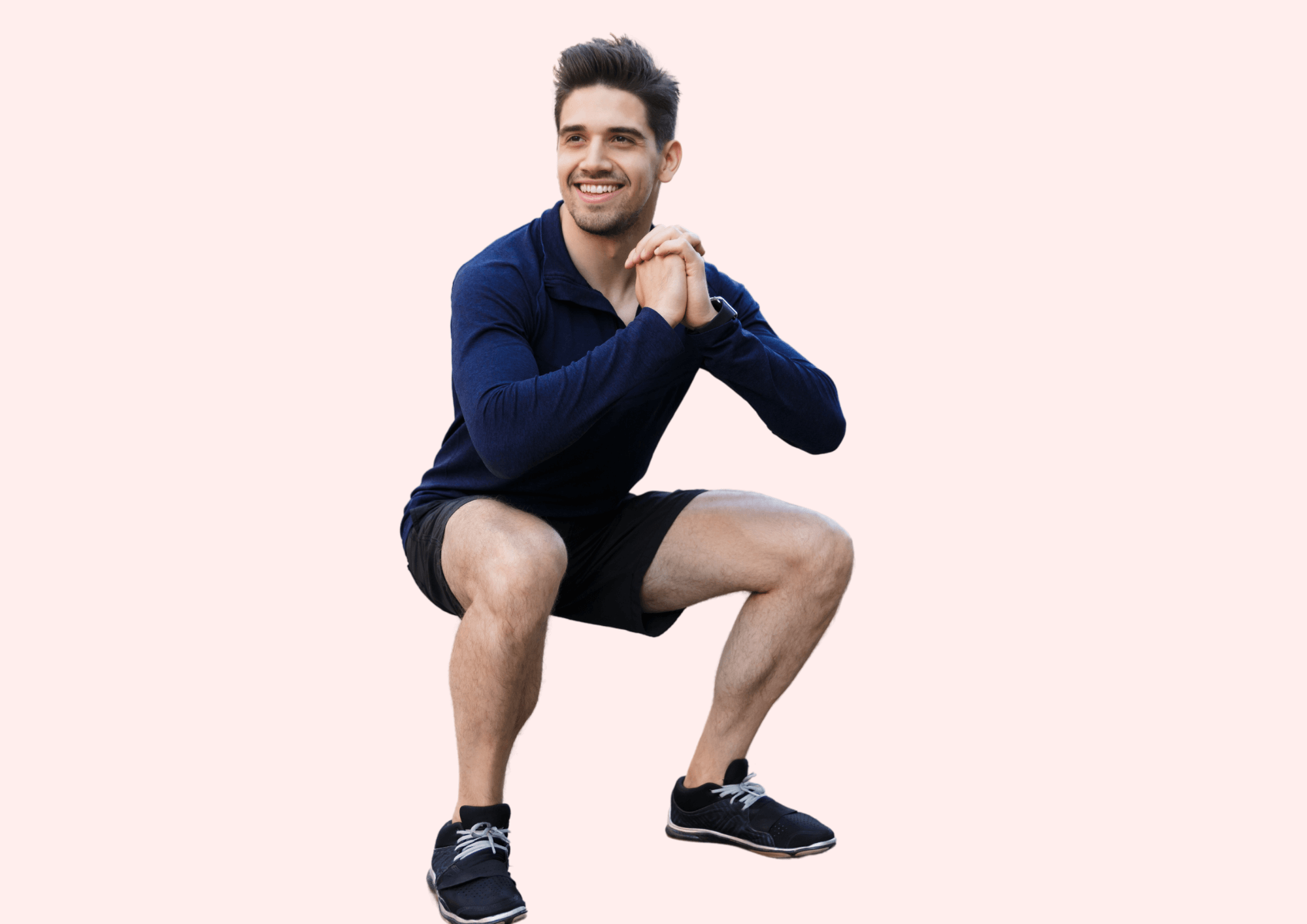 Man performing squat with good form thanks to instruction with Akina.