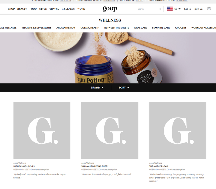 the 'wellness' goops have vanished from Goop