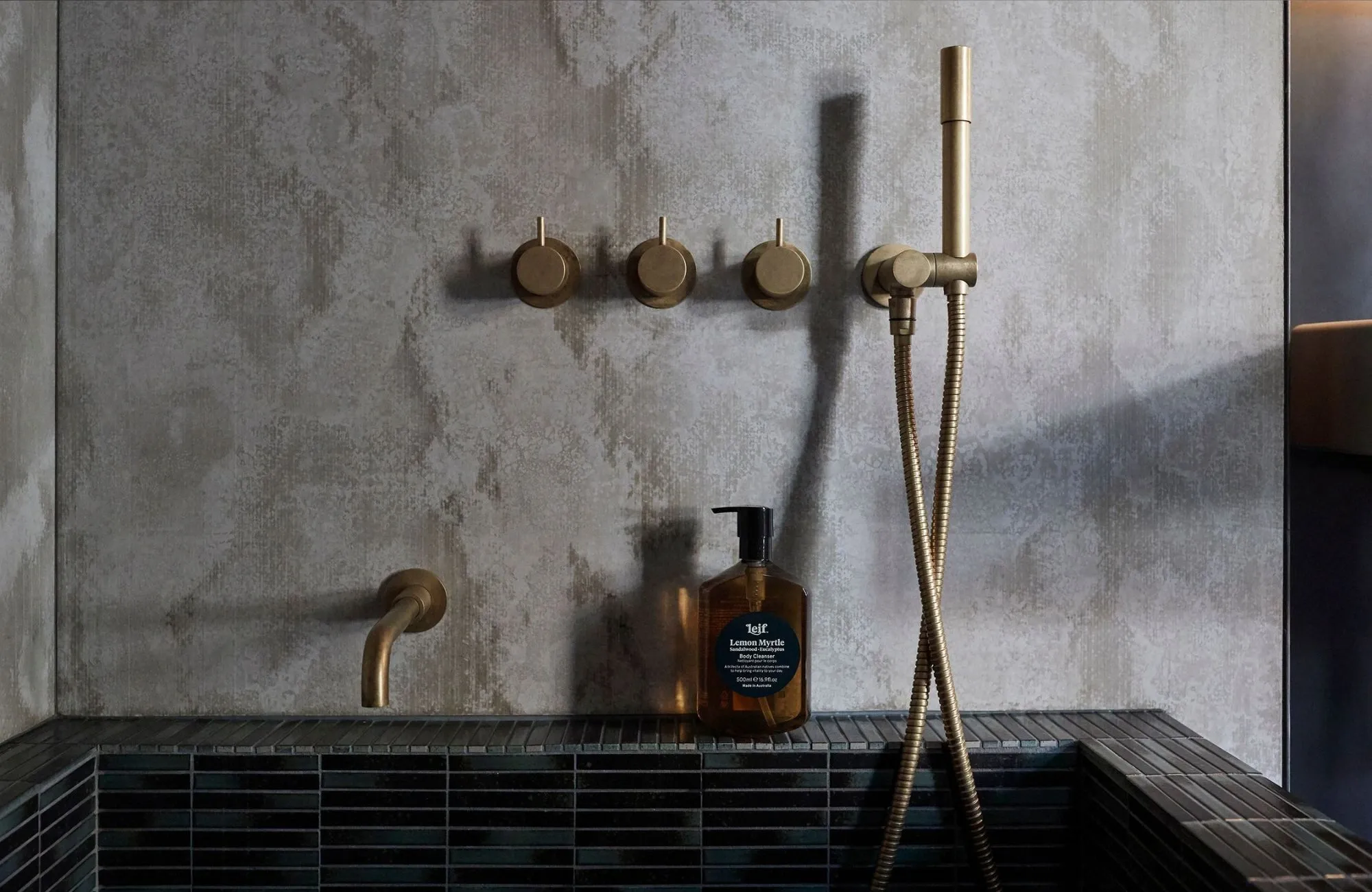 Cedar Cabin by Nicholas Gurney & Monique Easton. Detailed view of Japanese-inspired onsen bath.