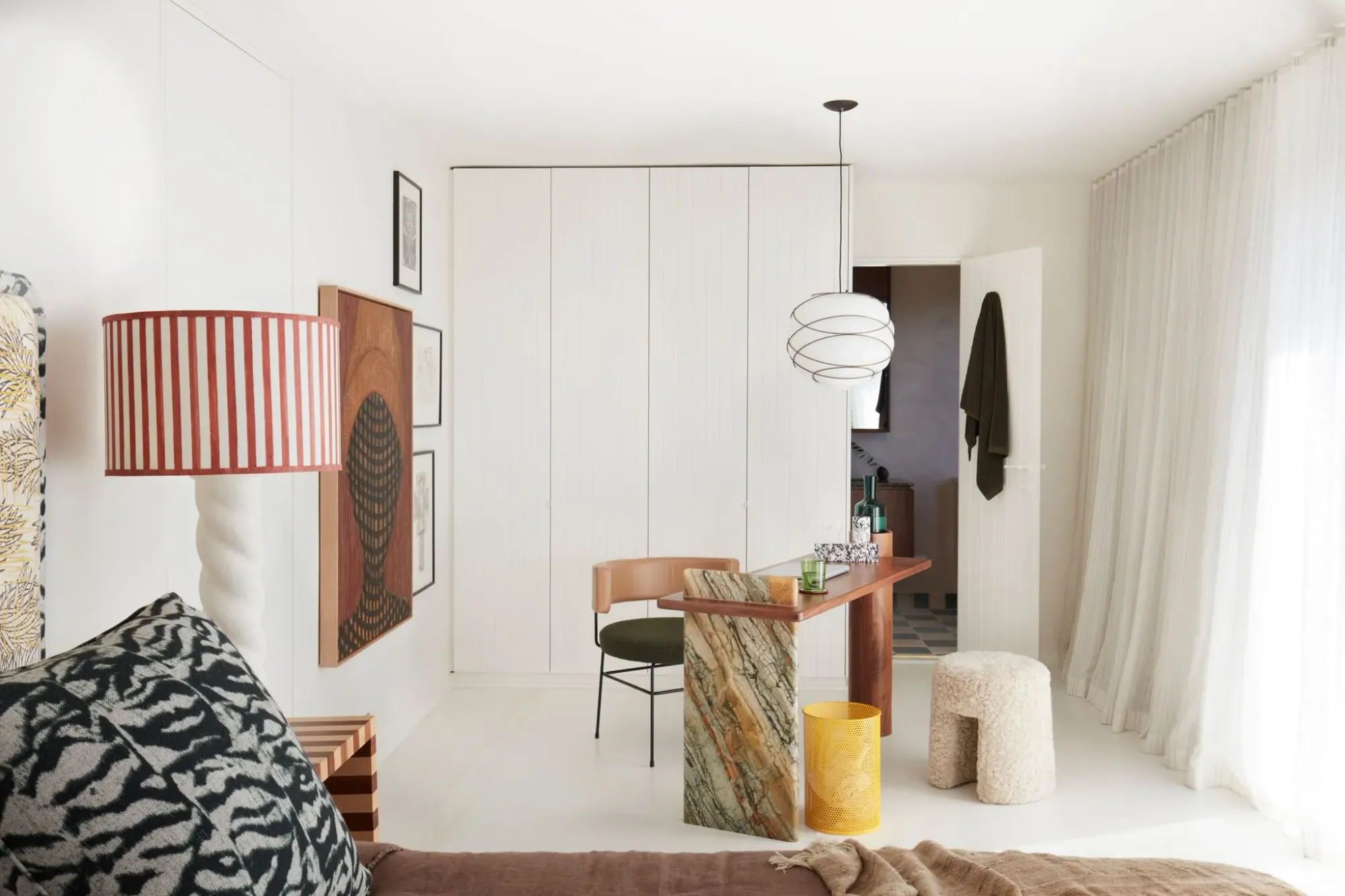 La Palma by YSG Studio. Master suite view out to private workspace.