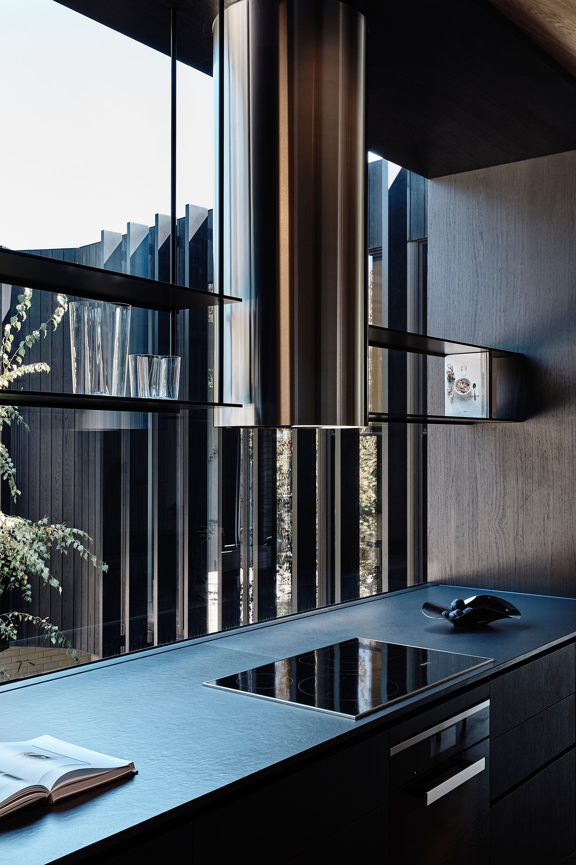 Brimar House by Michael Ong Design Office. Kitchen detailed view from second level. 