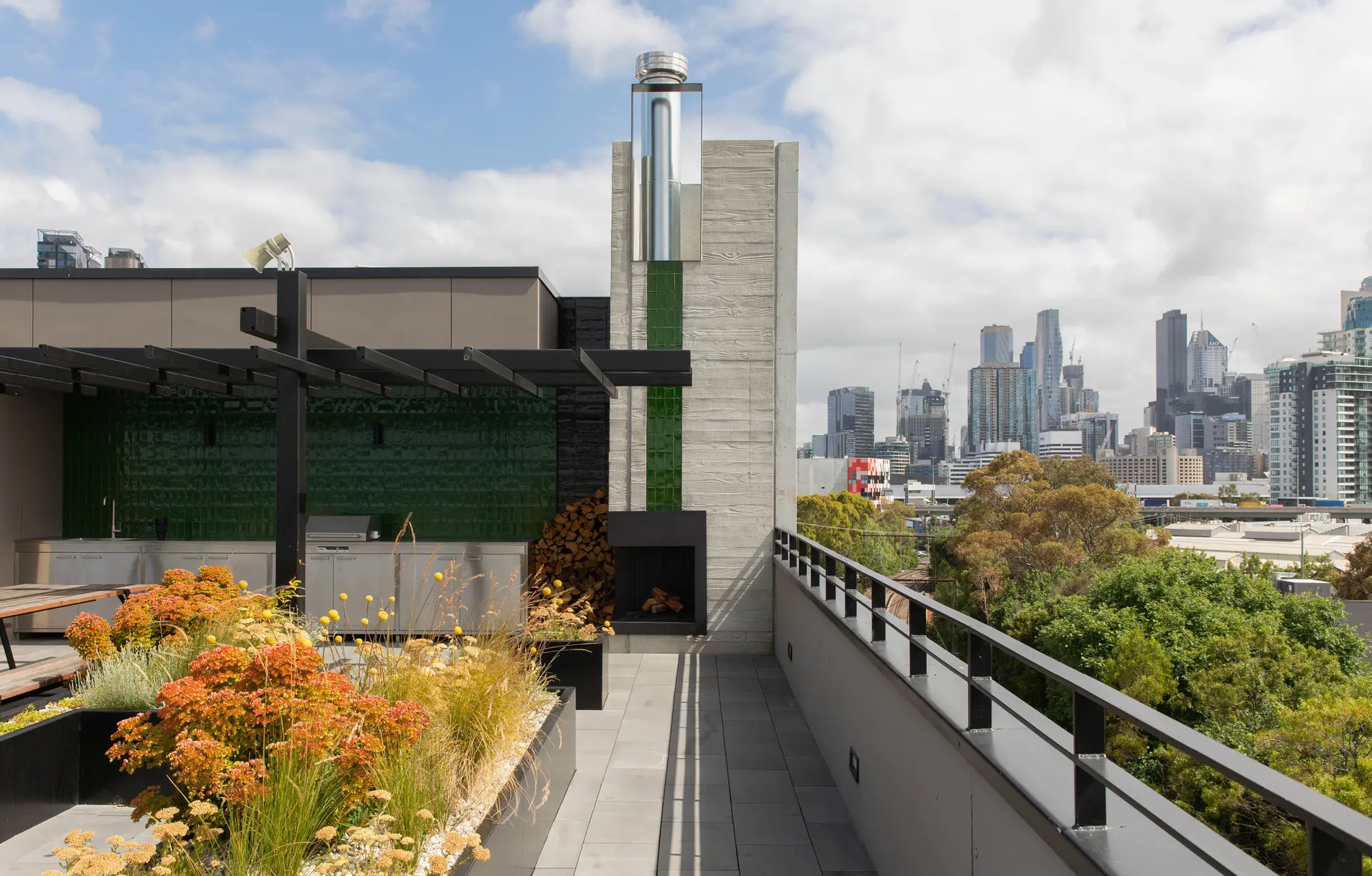 HIP V. Hotel Ferrars & York By Six Degrees Architects. Balcony view looking out to Melbourne city skyline.