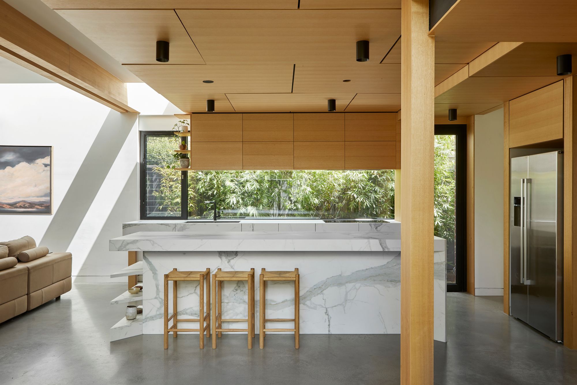 Timber Lantern House by mcmahon and nerlich. Detailed feature view of kitchen. 
