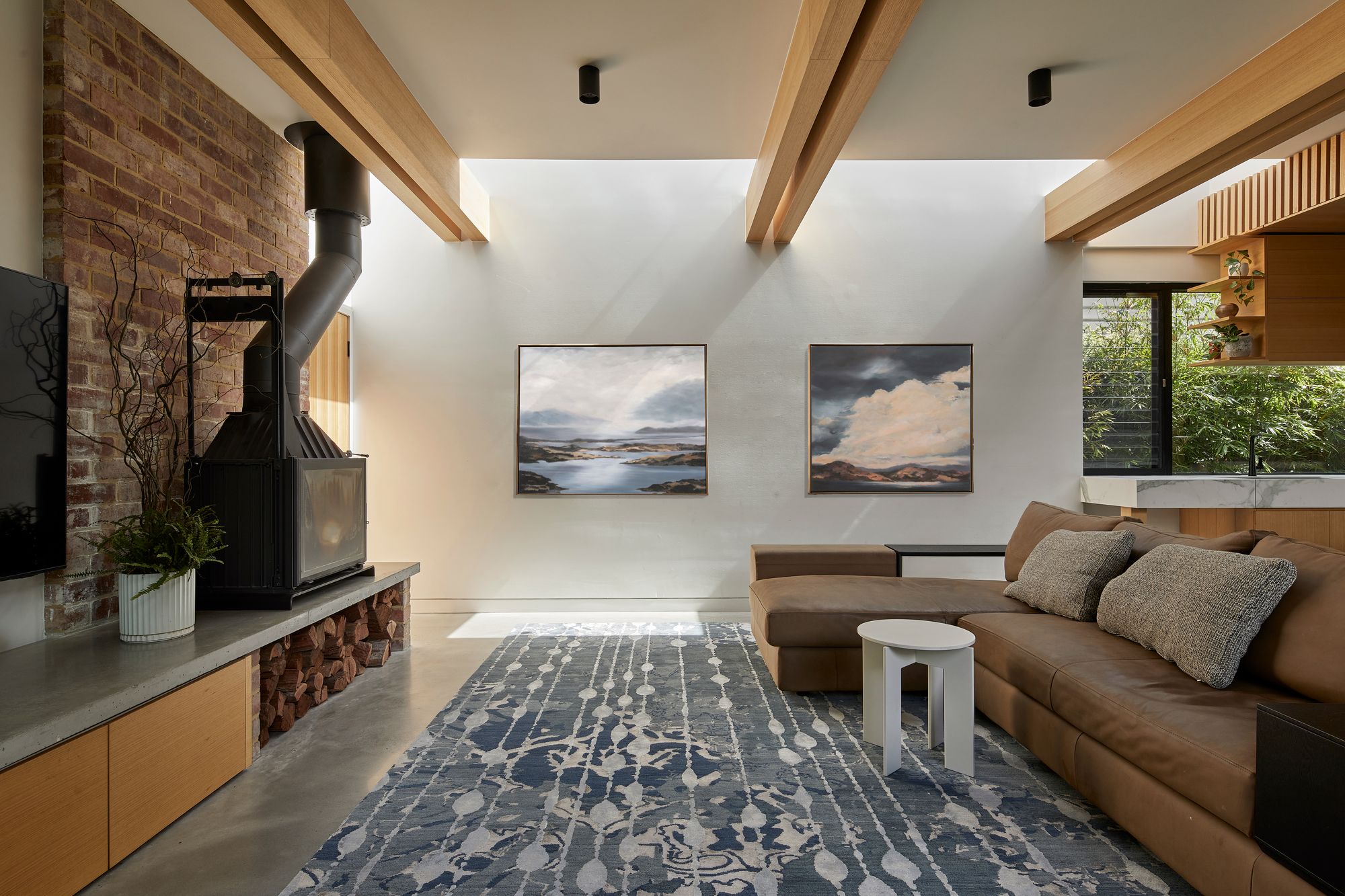Timber Lantern House by mcmahon and nerlich. Living room area. 
