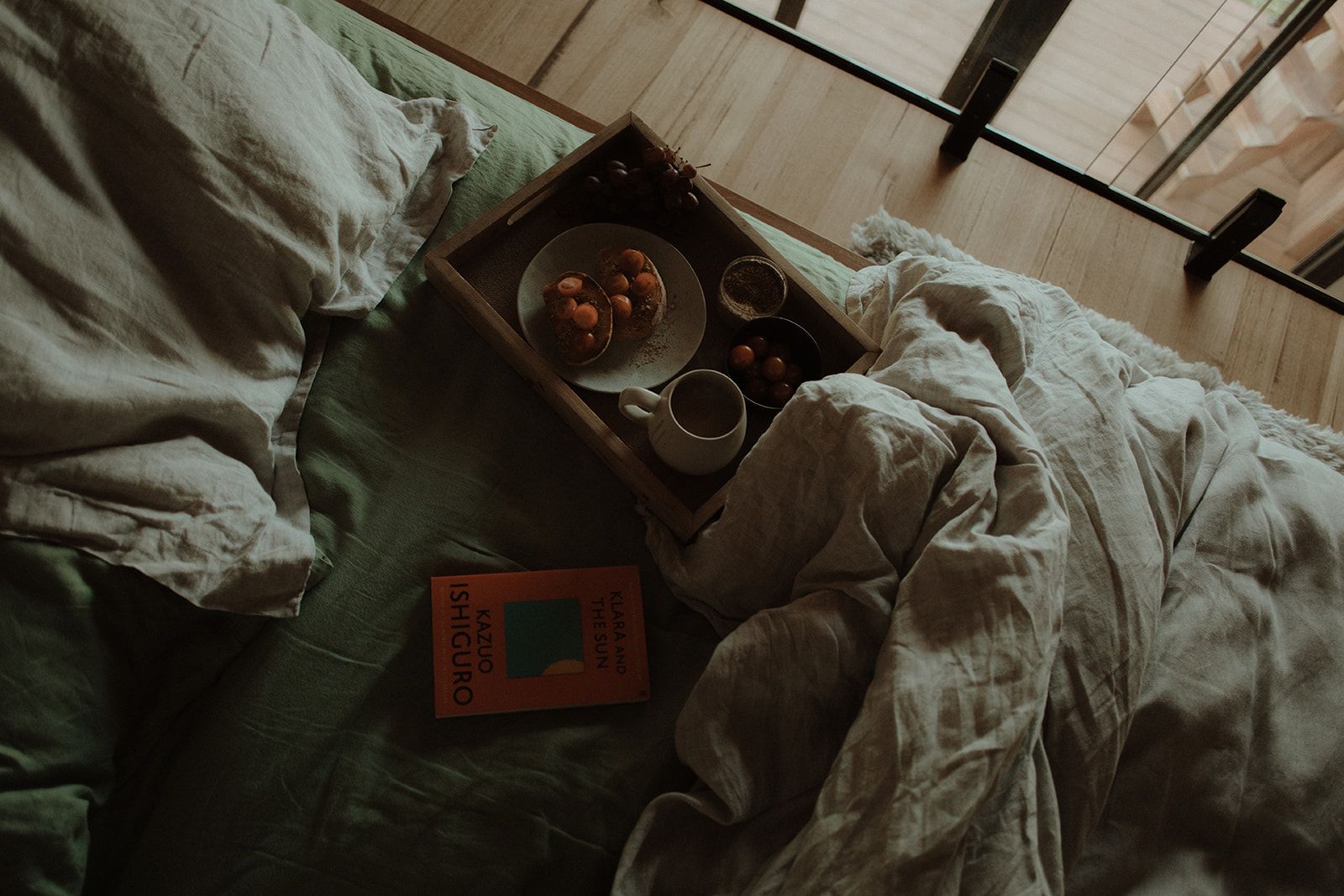The Eco Cabin Tasmania by Wild Life Environmental. Detailed guest room with breakfast staged.