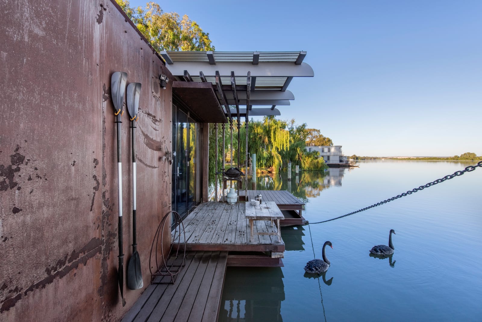 Bill's Boathouse. A daytime exterior shot showing the rustic exterior of the boathouse