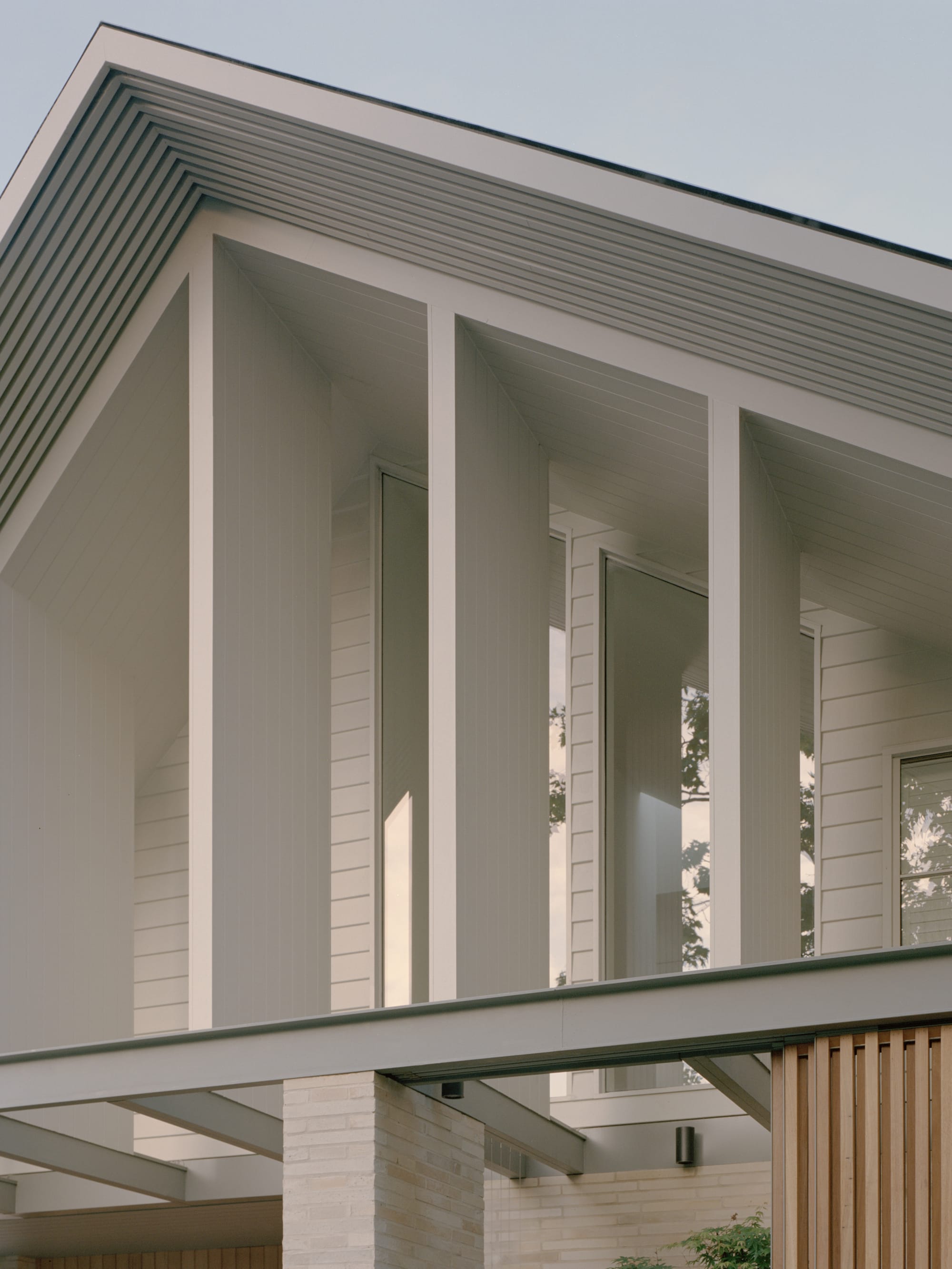 Gable Park by Weaver+Co Architects. Photography by Tasha Tylee. Close up of white pitched ceiling on second floor of residential home.