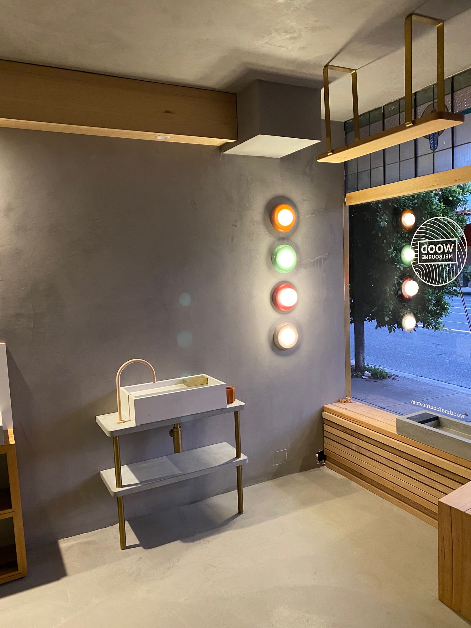 A selection of ChromaBlock Wall Sconces in the Wood Melbourne Showroom