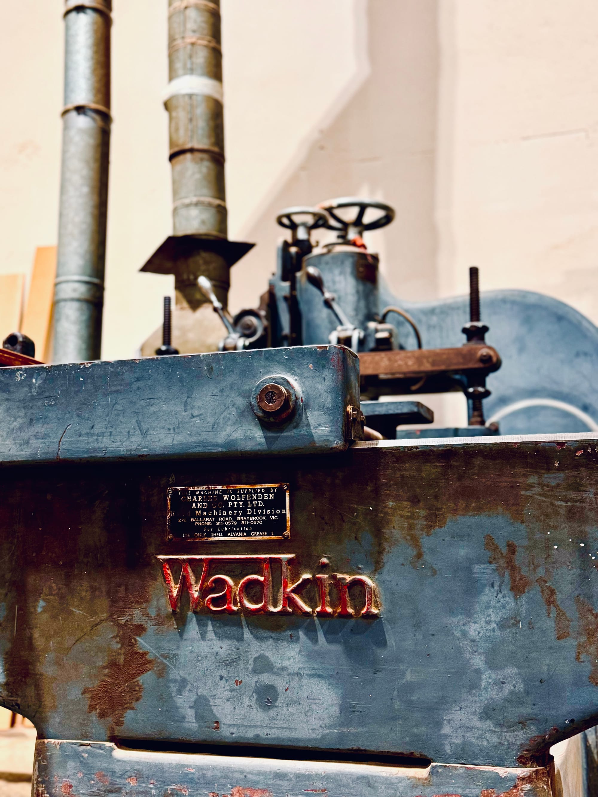 Sunset Joinery. Photography by Sunset Joinery. Showing one of the old machines they use in the workshop.