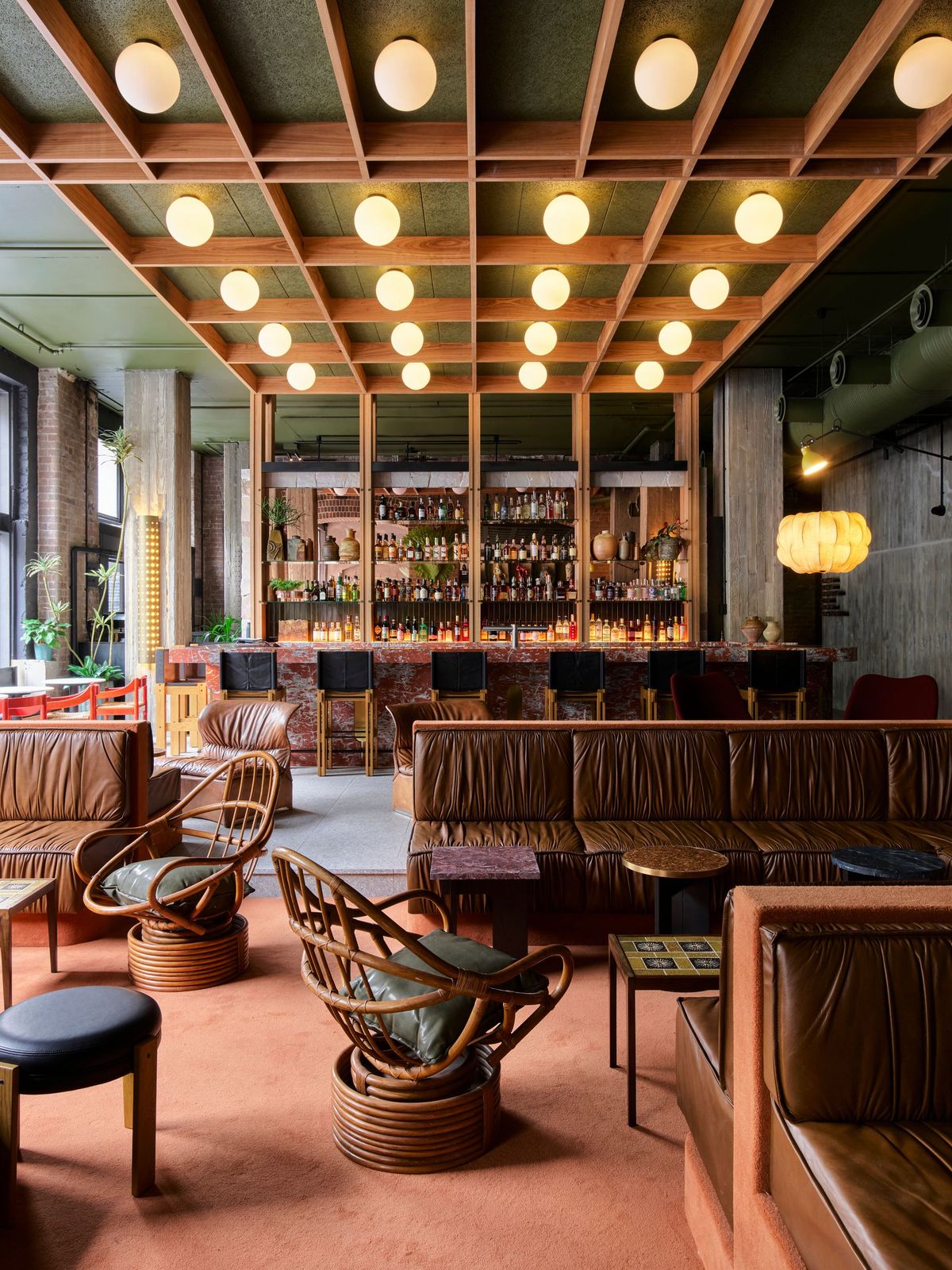 Ace Hotel Sydney, Ground floor bar area, featuring warm rustic materials, influences of australia's landscape. 