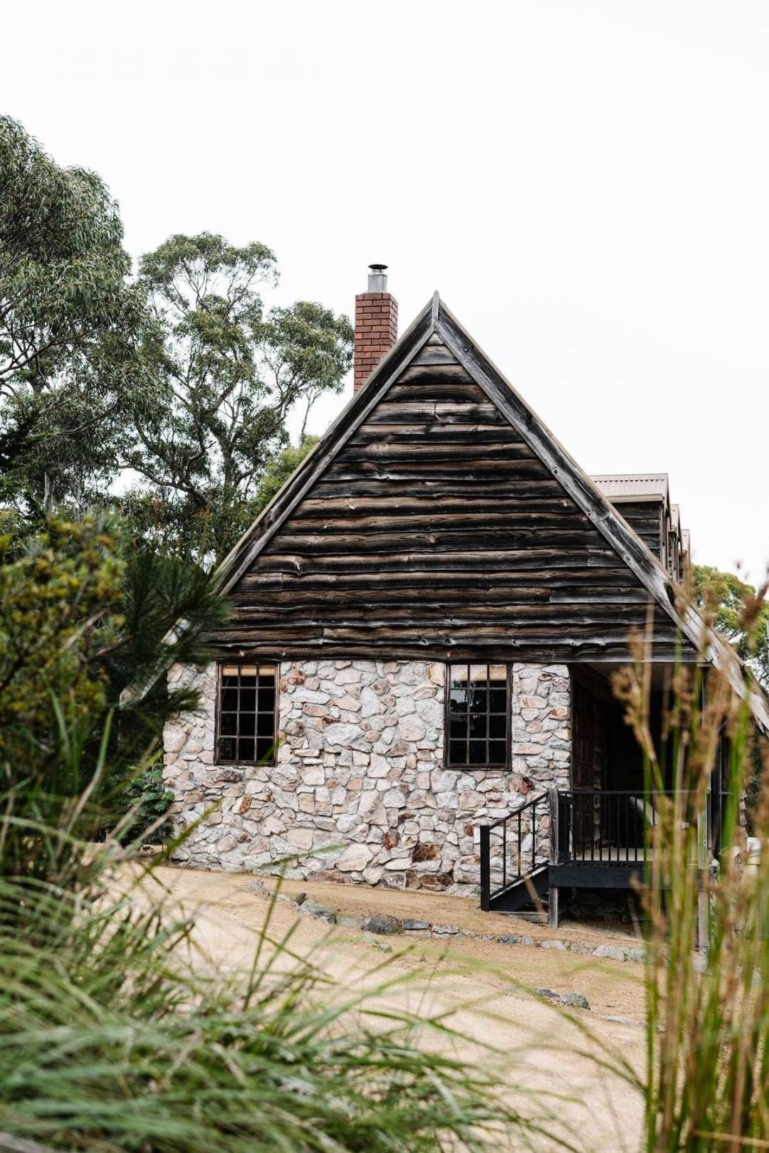 SABI in Tasmania showing an external stone and timber facade