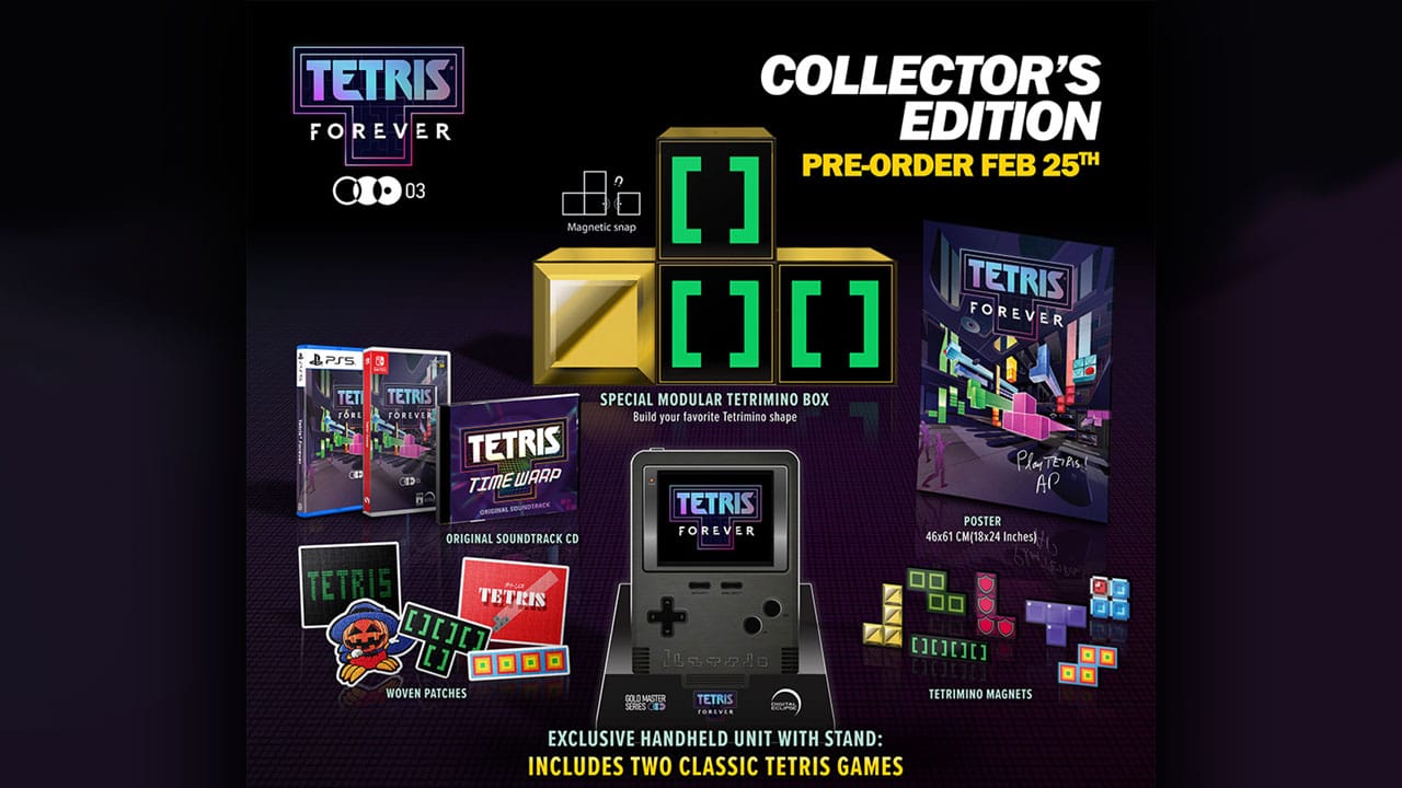 Everything in the Gold Master Series Collectors Edition of Tetris Forever