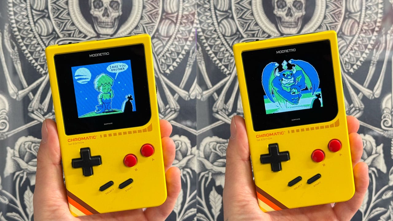 Two images of the opening cutscene of Hermano