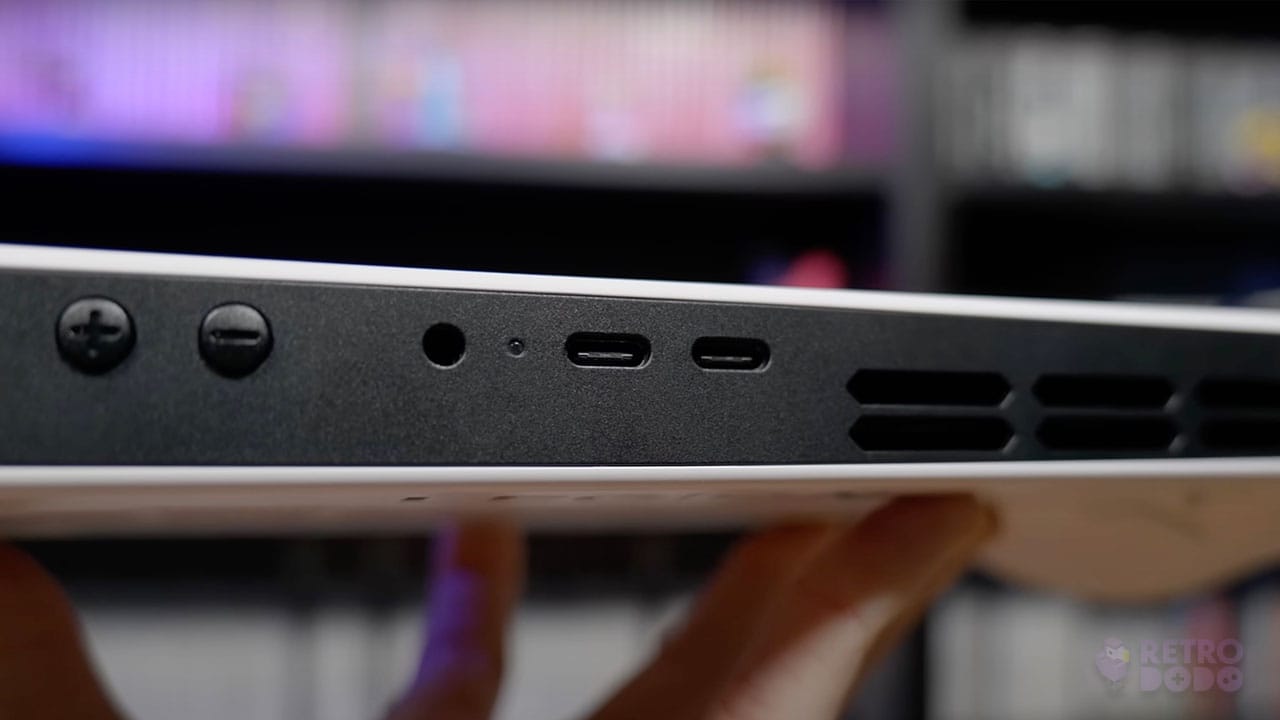 A close up of two USB-C ports