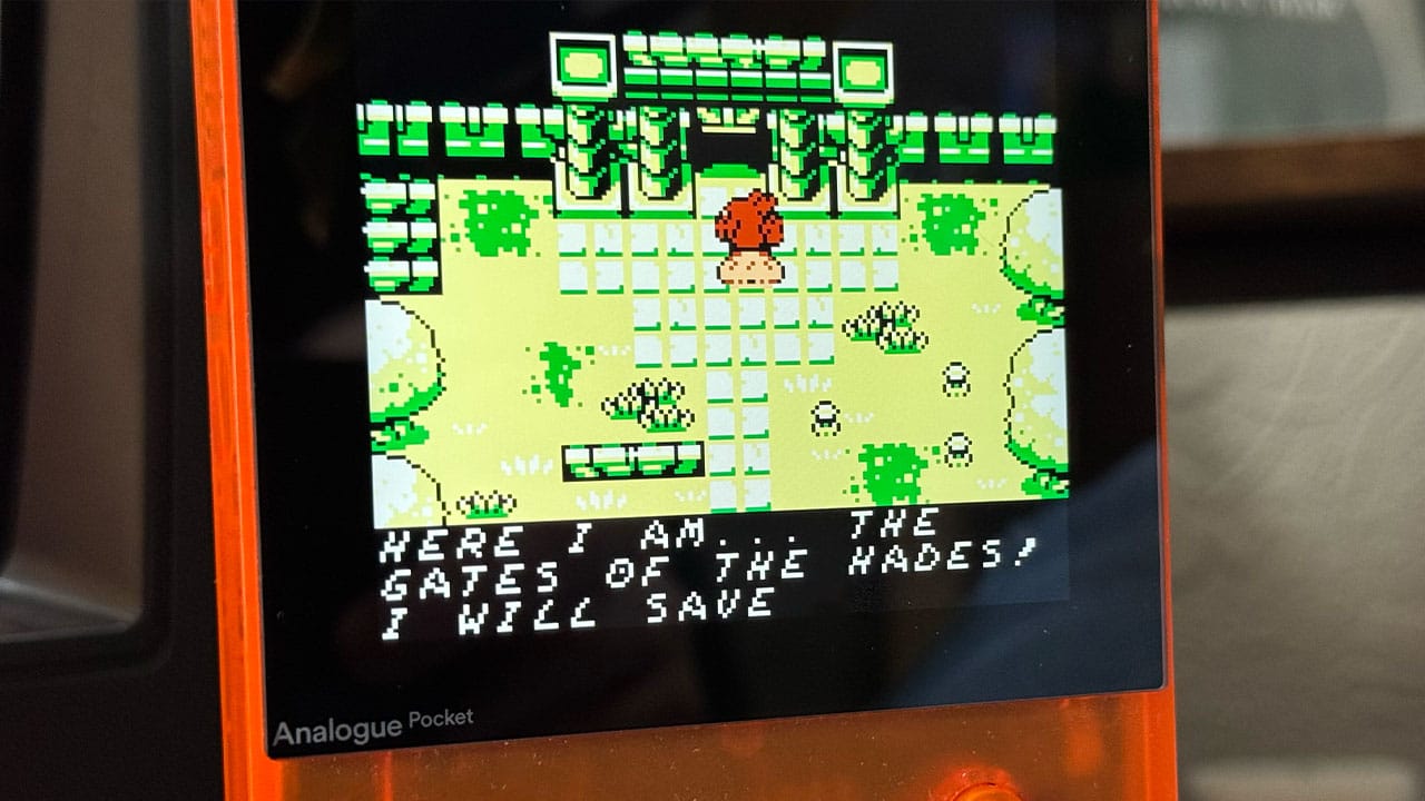 Close up of the writing on the cutscenes in the game