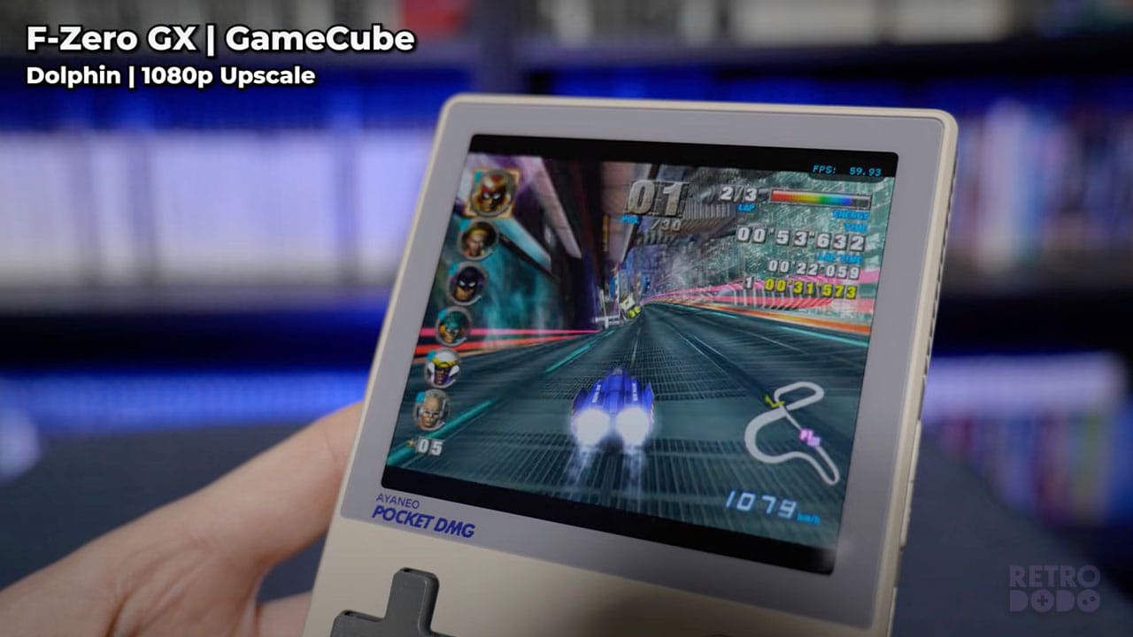 Gameplay of F-Zero GX for the GameCube on the Pocket DMG