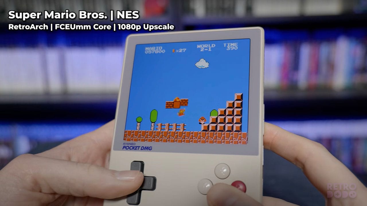 Super Mario Bros on the NES emulating on a handheld