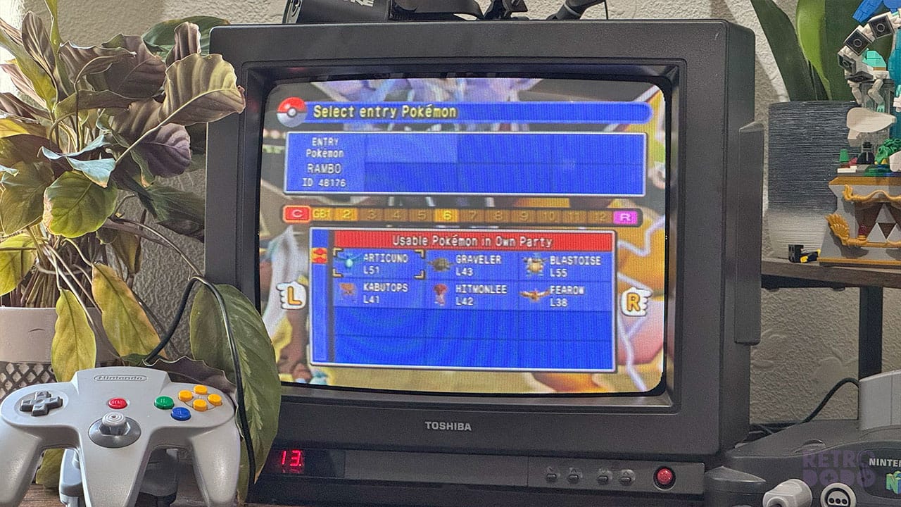 Seb's Pokémon Red team on the TV