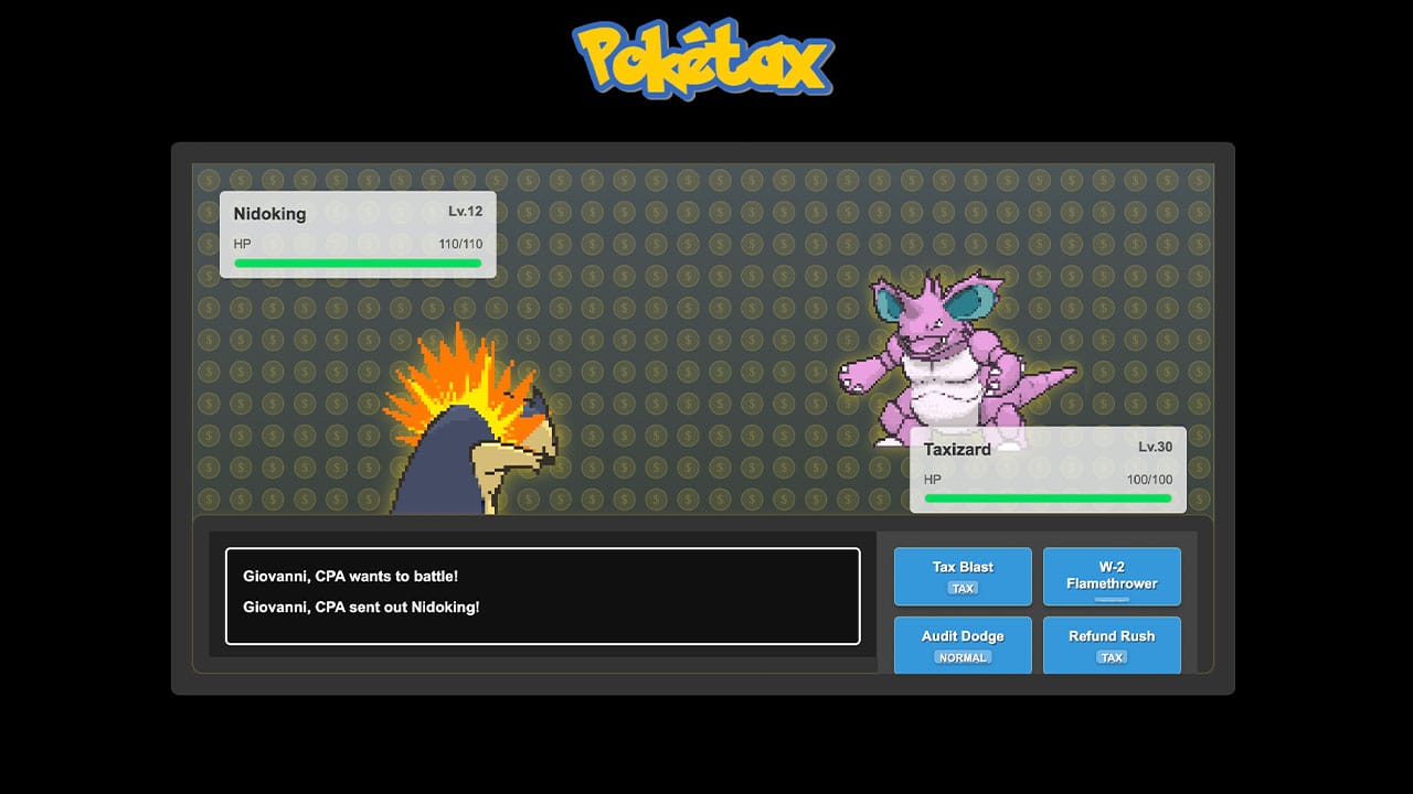 Two Pokémon battling in Pokétax