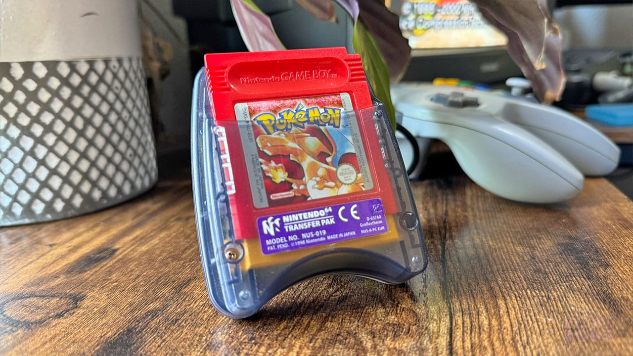 Pokemon Red inside the Transfer Pak